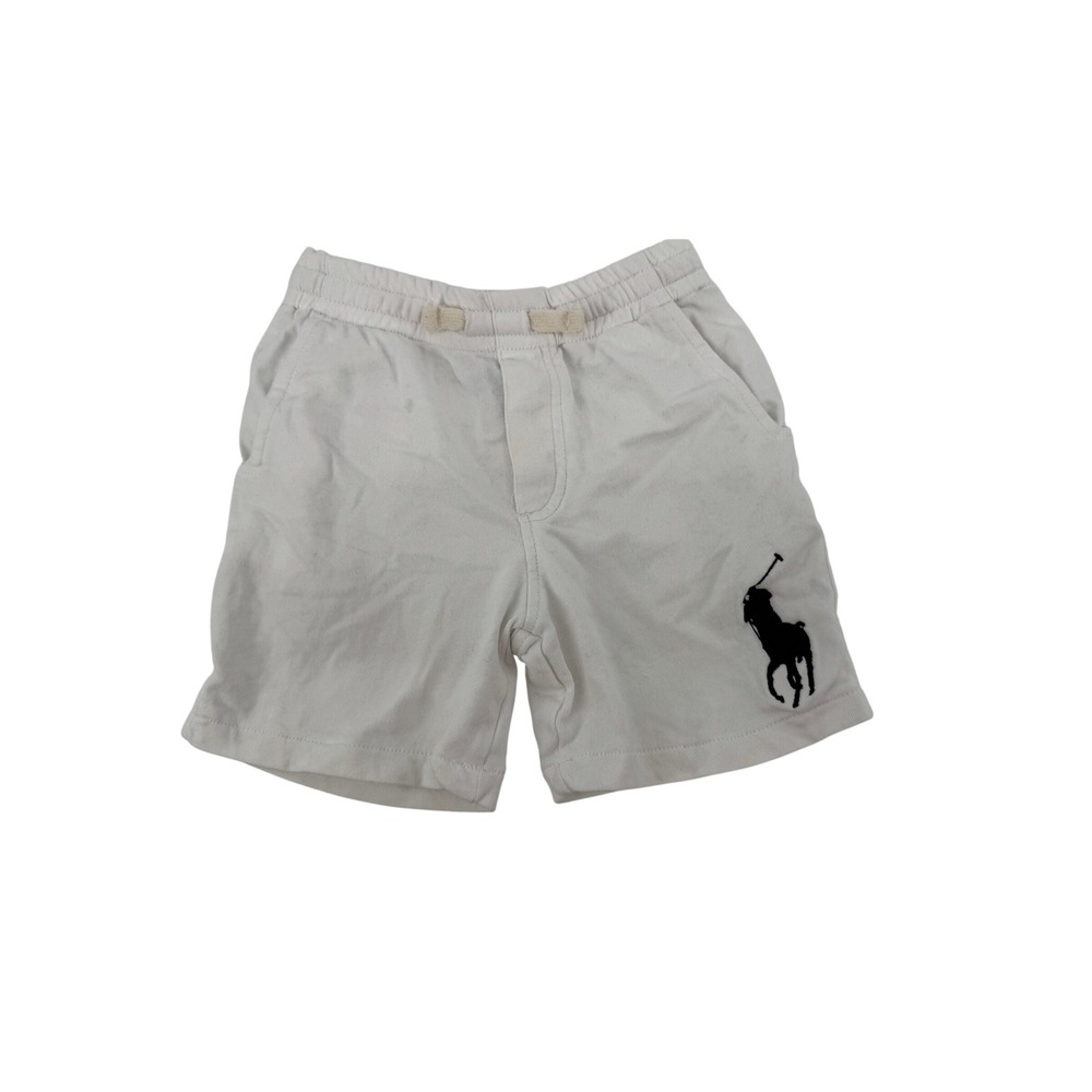 Polo Ralph Lauren Big Pony Shorts Boys Size 6 White Cotton Elastic Waist 8385
